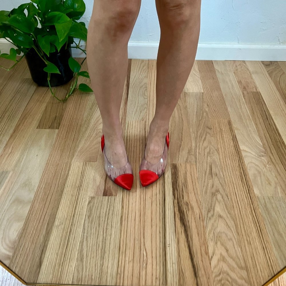 CREATURES OF COMFORT Gloria Red Clear Low Block Heels, Size 36 - Picture 6 of 16